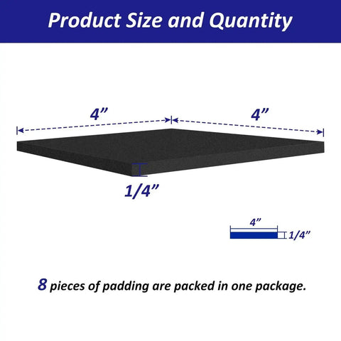Self Adhering Neoprene Foam Padding Sheets With Strong Adhesive Backing One Quarter Inch Thick Four Inch By Four Inch Square Pads Eight Pieces