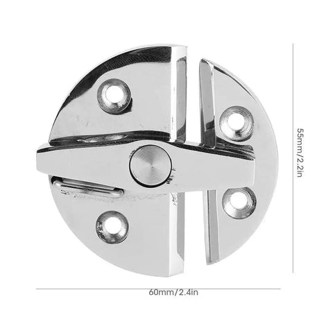 Turn catch rotate lock for boat hatch and cabinet doors, marine-grade 316 stainless steel, 60mm diameter, front view