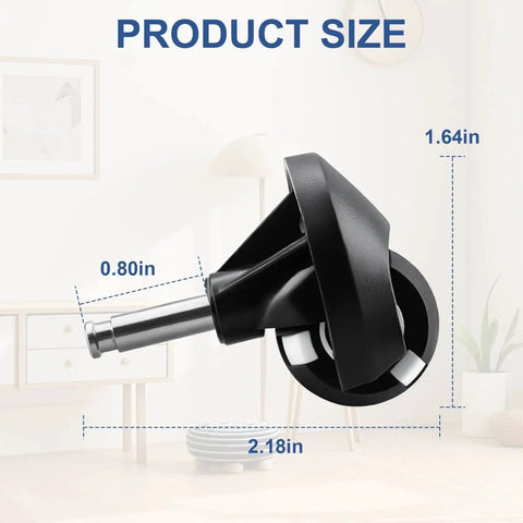 Side view of front wheel swivel caster replacement for RoboVac series, compatible with multiple models, showing product size dimensions.