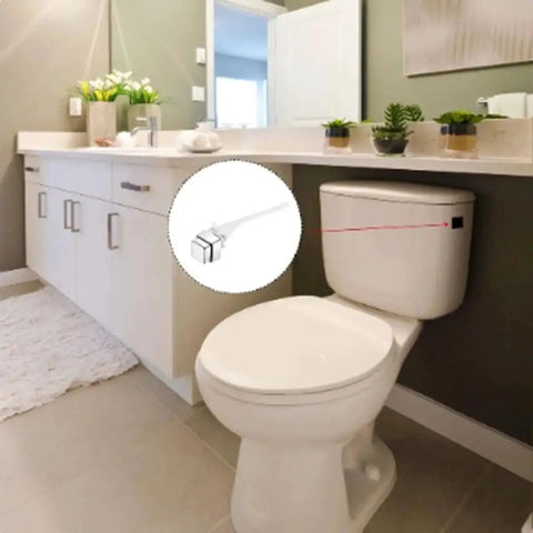 Push Button Toilet Flush Kit With Side Mount Handle Replacement Durable Plastic Trip Lever installed in modern bathroom
