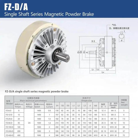 Pro Grade 1000RPM Hollow Shaft Magnetic Powder Brake Kit, 24V Tension Controller For Printing And Dyeing Machines, Precise Torque Range 6-100Nm