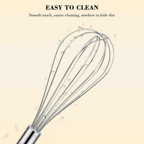 Go-To Stainless Steel Balloon Whisk Set In 8 Inch, 10 Inch, And 12 Inch Sizes - Rust-Resistant Kitchen Tool Easy to Clean