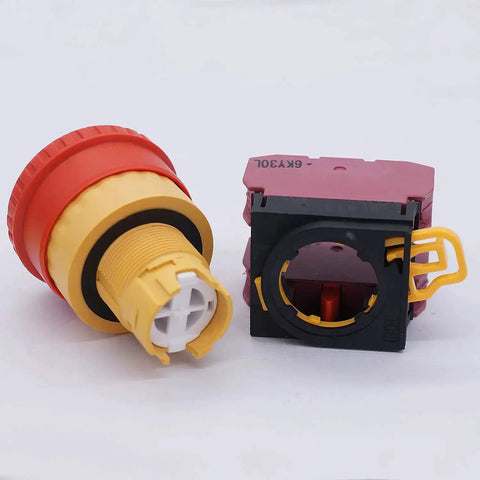 Red 22mm Mushroom Emergency Stop Push Button Switch Latching 2NC Contacts 10A 600V Panel Mount 4 Terminals 40mm Mushroom Head