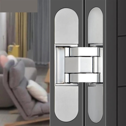 Concealed Hidden Door Hinge For Furniture And Folding Doors With Screws, 3D Adjustable Invisible Hinge For Wooden Doors, Outside Opening, Secret Door Hardware In Sand Silver Finish, Quiet Smooth Operation