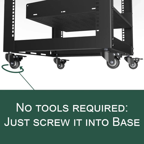Stem Caster Wheels For AV Racks 2 Inch Lockable Set Of 4, M8 Stem Diameter, Soft Rubber, Easy Install by Screwing Into Rack