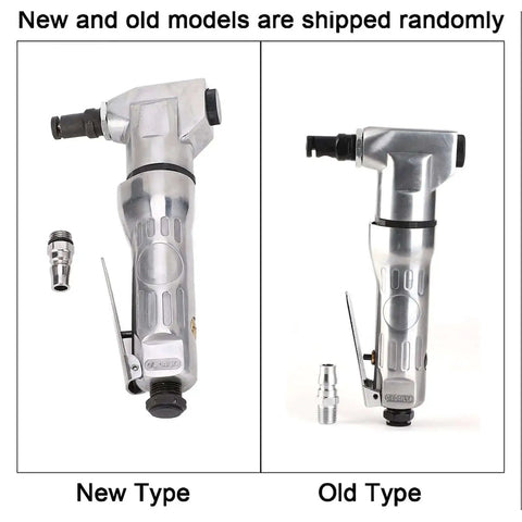 Beefy Heavy Duty Nibbler Metal Cutter 2800 RPM Handheld Pneumatic Scissors for steel and aluminum, showing new and old models.