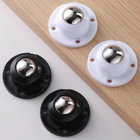 Adhesive Caster Wheels For Furniture Storage Boxes And Trash Cans 1 Inch Low Profile Black 360 Degree Swivel ABS