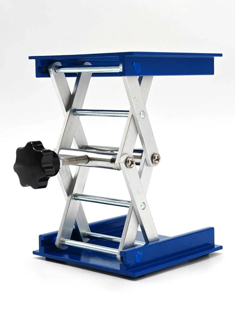 Side view of 2 Pack Lab Jack Stands 4x4in Aluminum Lifting Platform 5kg Capacity showing adjustable height feature.