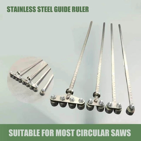 3mm Stainless Steel Positioning Jig And Cutting Guide For Precision Woodworking Metalworking And Polystyrene Projects With Accurate Measuring And Straight Cuts Built To Last And Rock Solid displayed with circular saw compatibility.