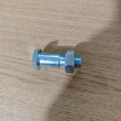 4 Piece Motorcycle Kickstand Bolt and Nut Set M8 and M10 Hex Head Screws with Nuts, golden metal finish, on wood surface