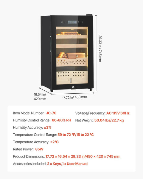 Dope Electric Cigar Humidor Cabinet With Compressor Cooling 70 Liter Capacity Holds 400 Cigars Spanish Cedar Shelves