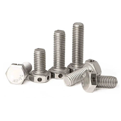 M12 304 Stainless Steel Hex Head Bolt With Safety Wire Hole Four Pack For Marine And Automotive Projects