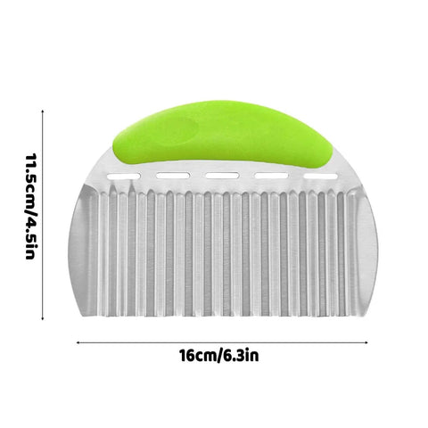 Crinkle Fry Cutter For Potatoes And Veggies With A Sturdy 0.6mm Stainless Steel Blade And Non Slip 13mm Handle, front view