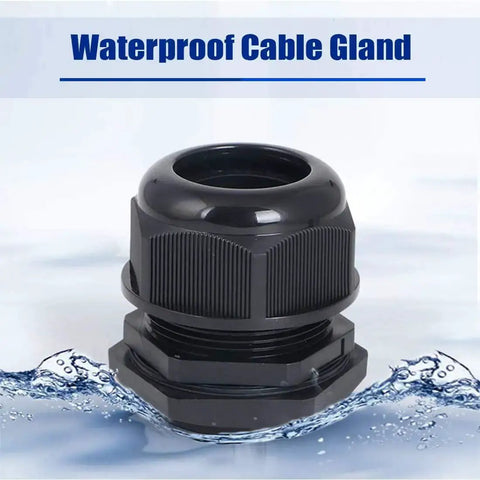 PG21 Nylon Cable Gland Joint Waterproof IP68 Locknut Kit for 13-18 mm Cable in Black, Dust Proof and Chemical Resistant