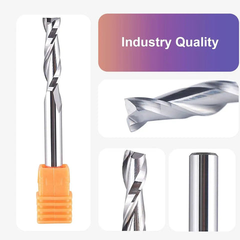 Up Cut Spiral Router Bits Set For Woodworking 5Pcs SpeTool 1 Quarter Inch Shank 1 Quarter Inch Cutting Diameter Solid Carbide CNC End Mill HRC55