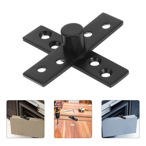 Hidden Door Pivot Hinges 360 Degree Heavy Duty Concealed Floor Pivot for Wooden Cabinets and Secret Doors in black steel