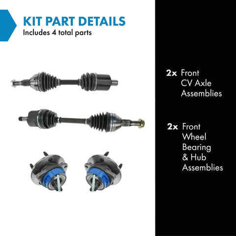 Front CV Axle Assemblies And Wheel Bearing Hub Kit 4 Piece Replacement For Buick Park Avenue Riviera LeSabre Lucerne Aurora