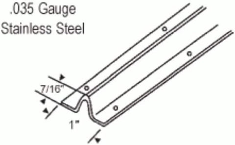 Diagram of Heavy Duty Screw Down Track For Sliding Glass Doors, Stainless Steel Patio Door Track Replacement Hardware with dimensions