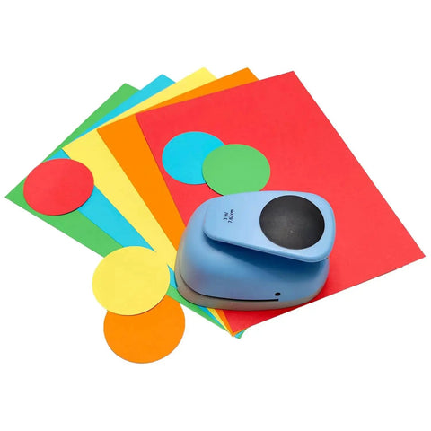 XL 3 Inch Circle Punch For Paper Crafts And Scrapbooking Easy To Use Spring Action Lever Cutter with colorful paper circles