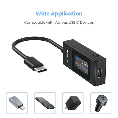 Workhorse All-In-One USB C Power Meter Tester 4-30V 0-6.5A Digital Multimeter for Type C voltage, current, capacity, classic edition