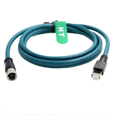 Rugged Industrial M12 X Code 8 Pin Female to RJ45 Cat7e Ethernet Cable 1m 10 Gbps IP67 Waterproof with Gold Plated Contacts