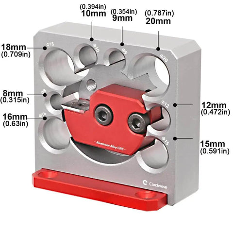 Adjustable Dowel Maker Jig for Drill Milling 8 To 20 Mm Holes, Aluminum Alloy Woodworking Tool With Carbide Blade, front view.