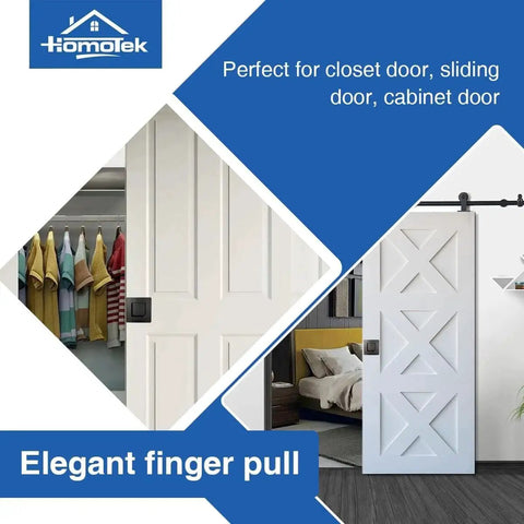 Black Stainless Steel Flush Handles For Sliding Closet Doors Square Recessed Finger Pulls in home setting