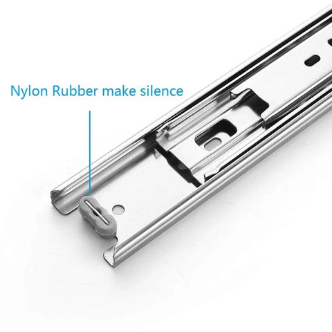 Close-up of 5 Pairs Of 14 Inch Full Extension Drawer Slides With Ball Bearing, Silent Side Mounted, Zinc Plated Steel