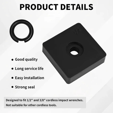 Heavy Duty Pro Grade Impact Retaining Ring Kit With O Rings And Anvil Tool For Electric And Pneumatic Wrenches 41 Piece Set Of Friction Rings In Three Eighths And One Half Inch Sizes Carbon Steel And Rubber Sealing For A Tight Fit showing product details, including good quality, long service life, easy installation, and strong seal.