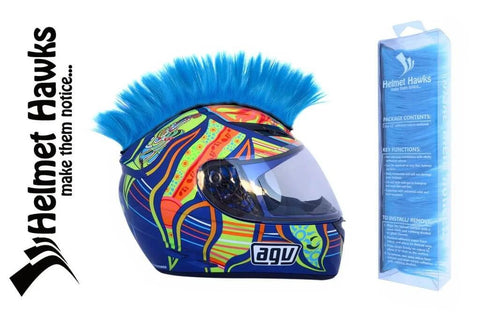 Fluorescent Neon Blue Mohawk Helmet Accessory With Sticky Hook And Loop Fastener Adhesive For Motorcycle Motocross Snowmobile ATV BMX And Bicycle Helmets Boosts Visibility Safety And That Boss Race Day Look