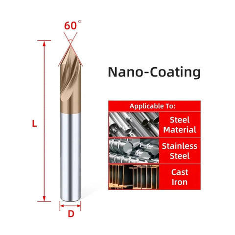 Durable Tungsten Steel Hard Alloy Chamfering And Drilling Guide Tool With 60 90 120 Degree Angles For CNC Machining
