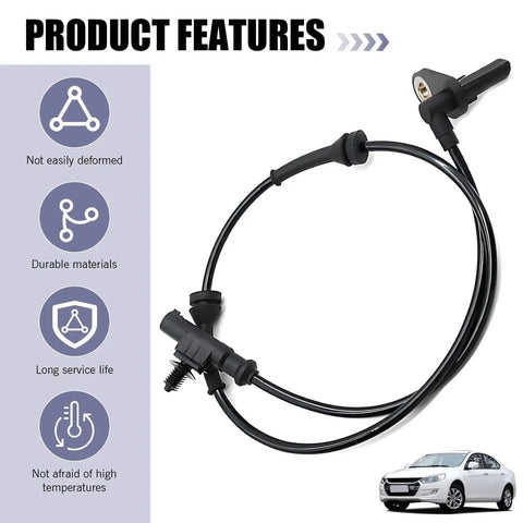 Zeathery rear-left wheel speed sensor cable, black ABS sensor with connector, side view