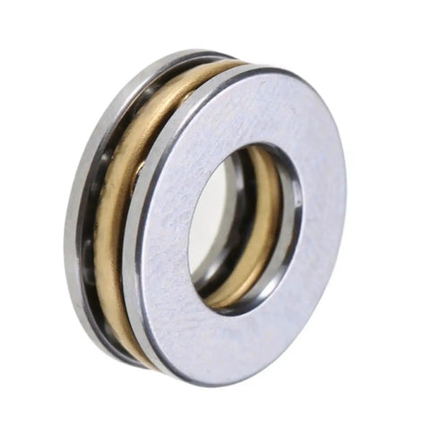 Close-up of Four Pack Mini Thrust Ball Bearings For 3D Printers 4x10x4mm with brass cage, bearing steel construction