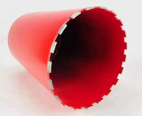 Side view of 11 Inch Diamond Wet Core Drill Bit with One and One Quarter Inch Threaded Shank for Concrete Rebar Asphalt Brick Masonry and Stone