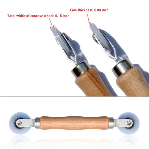 3 Piece Window Screen Tool Set With Wooden Handle Spline Roller And Nylon Bearing Wheels Mesh Screen Door Repair Kit, close-up view
