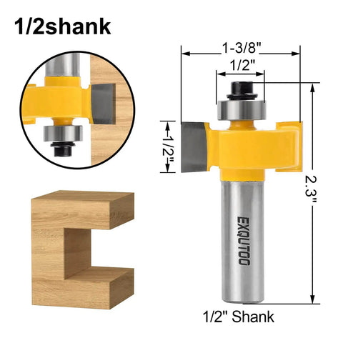 1/2 Inch Shank Rabbet Router Bit Set With Six Adjustable Bearings Pro Grade Carbide Tipped Rabbeting Bits For Doors And Cabinets