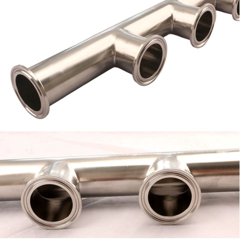 GOGOUP Tri Clamp Manifold, 1.5-inch, 3-way, 304 stainless steel polished sanitary fitting