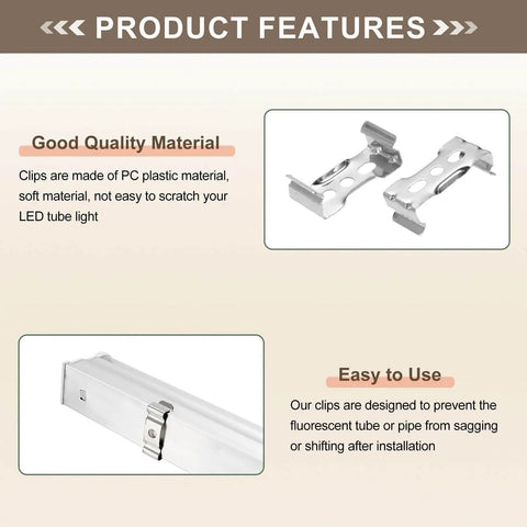 T5 Clip Bracket Hanger for LED Fluorescent Tubes Tube Holder Clamps depicting metal and plastic clips for easy fixture installation.
