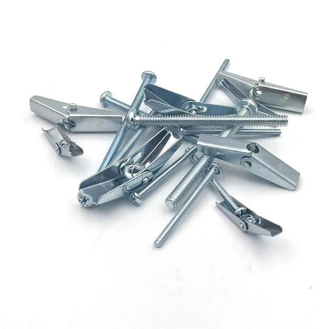 Toggle Bolt And Wing Nut Assortment Kit For Drywall Hanging Heavy Items One Eighth Inch Three Sixteenth Inch One Quarter Inch Twenty Four Pieces Zinc Plated Steel