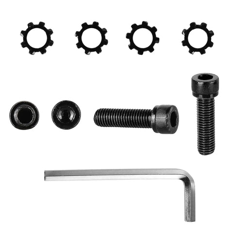 Replacement Allen Head AR Grip Screws Kit With Exterior Tooth Lock Washers In Black Zinc Plated Quarter Inch Twenty Eight UNF Seven Eighths Inch Fine Thread 18-8 Stainless Steel Includes Hex Wrench Four Sets