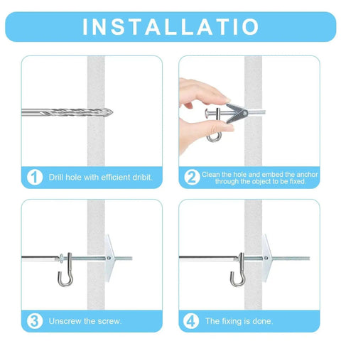 Installation steps for Beefy Heavy Duty Drywall Anchors Kit With One Eighth Inch Toggle Bolts, 200 PCS, 50 Sets, Metal Butterfly Anchors.