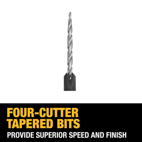 Workhorse Woodworking Countersink Drill Bit Set For A Clean Finish, 3 Piece, Sizes 6, 8, 10, Four Cutter Countersink And Tapered Drill Bits