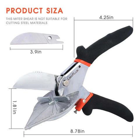 Adjustable 45 To 135 Degree Miter Shears For Wood Trim And Molding by LeafLux LFXP3101S, handheld tool with SK5 blades