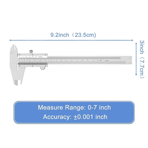 Vernier Caliper 6 Inch Non Digital With Stainless Steel Feeler Gauge 32 Blades High Precision 0-6 Inches 0-150 Mm Accurate To 0.02 Mm 0.001 Inch Inside Outside Step Depth Measuring Tool For Machinists DIY Enthusiasts, side view with measurement annotations