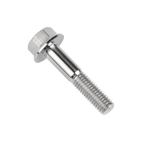 Titanium DIN6921 Flange Head Bolts M8x40mm Pack of 4 Grade 5 6Al-4V Titanium, side view with threaded end and flange head.