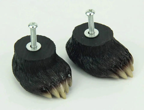 6-Piece Bear Paw Drawer Pulls Set, Rustic Black And Brown Animal Tracks Cast Resin Handles, 2 Inch Long By 1.5 Inch Wide With 1.5 Inch Projection