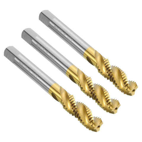 3/8-16 UNC Spiral Flute Thread Taps Set For Quick Machining And DIY Repair Titanium Coated 6542 High Speed Steel H2 Accuracy
