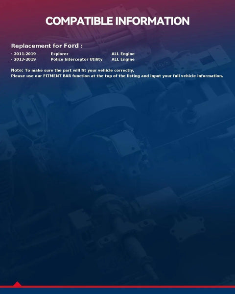 Information sheet for Rear Wheel Bearing Hub Assembly 512460 compatible with Ford Explorer 2011-2019 and Police Interceptor Utility.