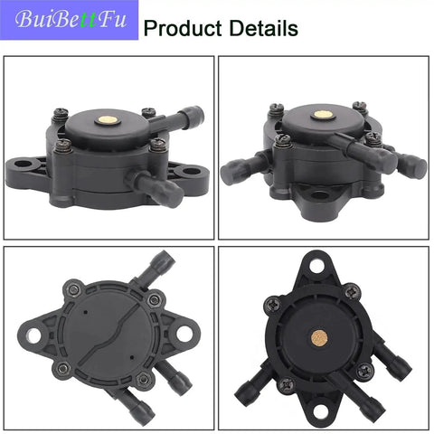 Replacement Fuel Pump For Lawn Mower With 24 393 04-S And 24 393 16-S 17HP To 25HP Engines Includes Fuel Filter And Fuel Line Shut Off Valve For Kawasaki Honda Deere Plug And Play Direct Fit Mower Parts front and side view