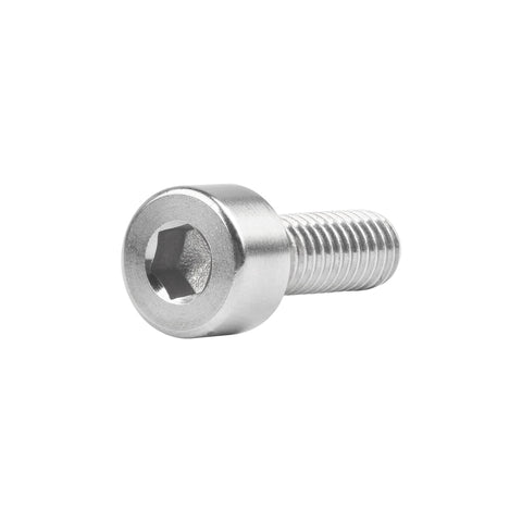 Front view of Titanium Cap Allen Socket Head Bolt M4x12mm DIN 912, 6Al-4V Titanium Alloy, Grade 5, 7mm Head Diameter, 4mm Thread, Silver Finish.